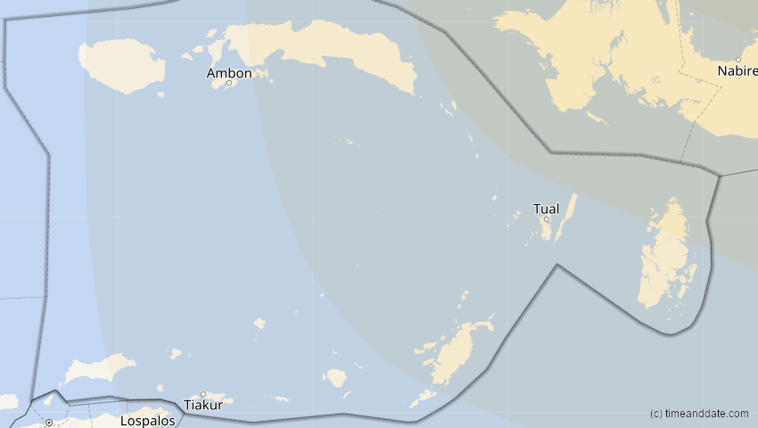A map of Maluku, Indonesien, showing the path of the 17. Dez 2085 Ringförmige Sonnenfinsternis