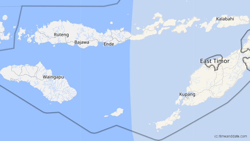 A map of Nusa Tenggara Timur, Indonesien, showing the path of the 17. Dez 2085 Ringförmige Sonnenfinsternis