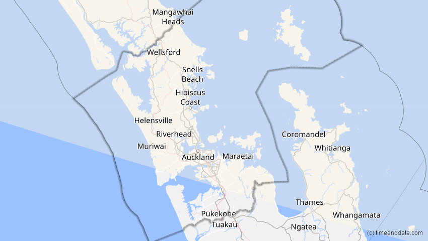 A map of Auckland, Neuseeland, showing the path of the 17. Dez 2085 Ringförmige Sonnenfinsternis