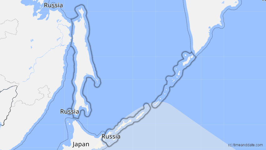 A map of Sachalin, Russland, showing the path of the 17. Dez 2085 Ringförmige Sonnenfinsternis