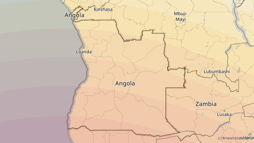 A map of Angola, showing the path of the 11. Jun 2086 Totale Sonnenfinsternis