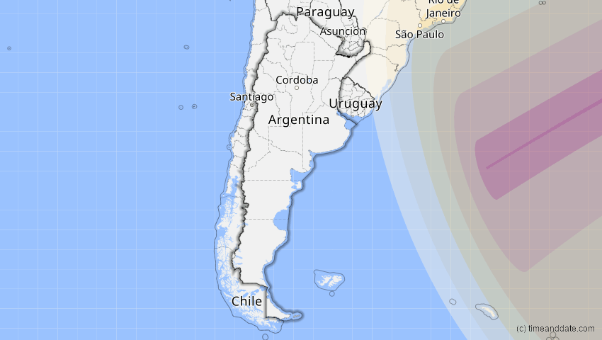 A map of Argentinien, showing the path of the 11. Jun 2086 Totale Sonnenfinsternis