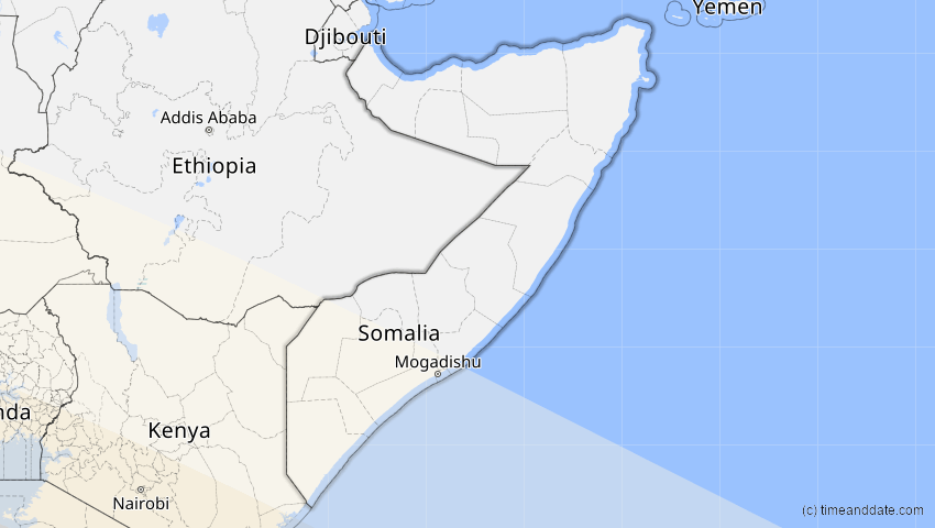 A map of Somalia, showing the path of the 11. Jun 2086 Totale Sonnenfinsternis