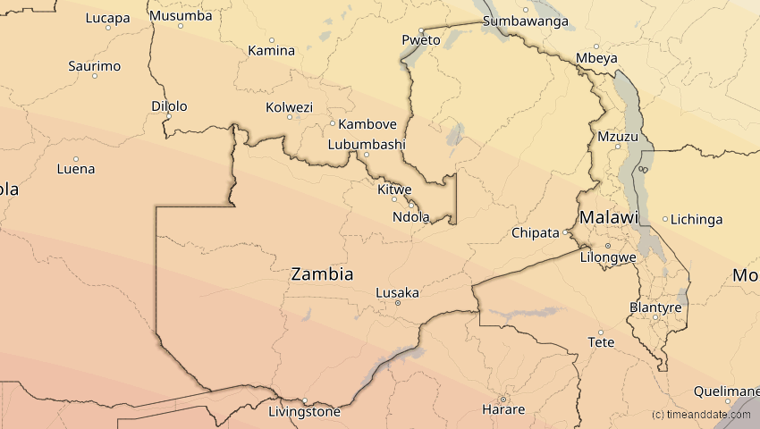 A map of Sambia, showing the path of the 11. Jun 2086 Totale Sonnenfinsternis