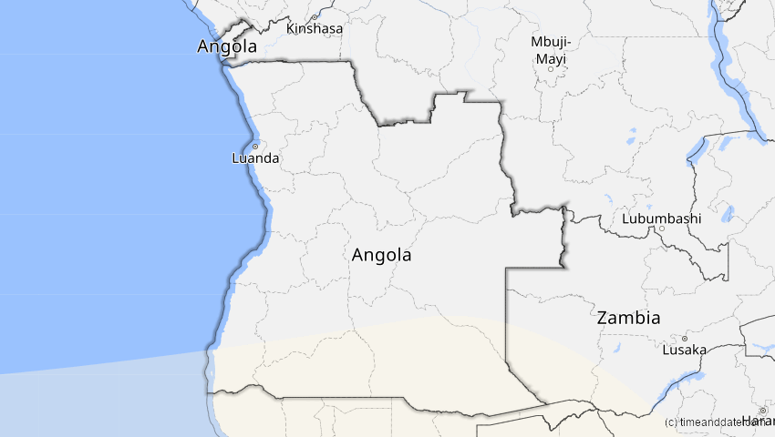 A map of Angola, showing the path of the 14. Okt 2088 Ringförmige Sonnenfinsternis