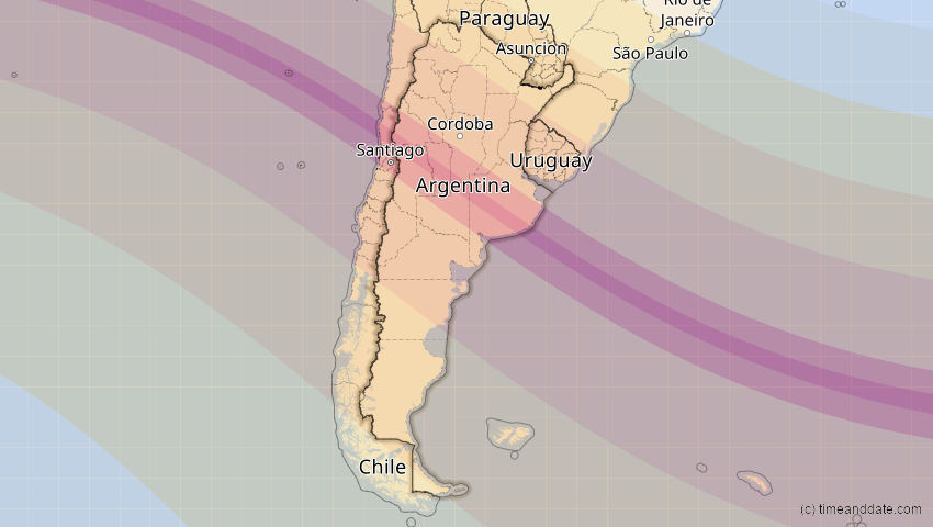 A map of Argentinien, showing the path of the 14. Okt 2088 Ringförmige Sonnenfinsternis