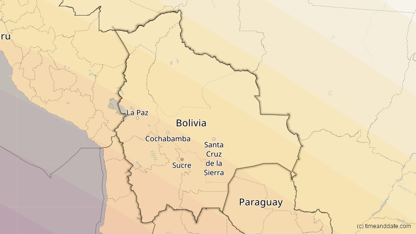 A map of Bolivien, showing the path of the 14. Okt 2088 Ringförmige Sonnenfinsternis