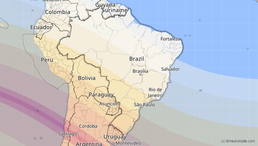 A map of Brasilien, showing the path of the 14. Okt 2088 Ringförmige Sonnenfinsternis