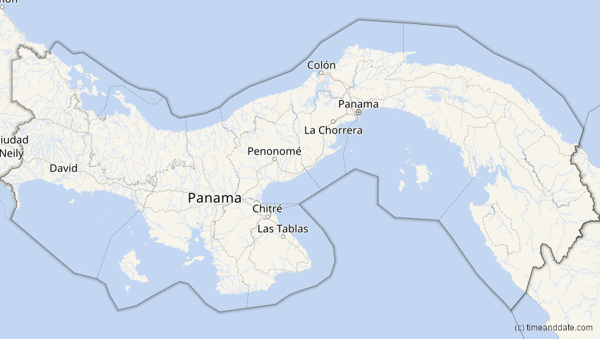 A map of Panama, showing the path of the 14. Okt 2088 Ringförmige Sonnenfinsternis