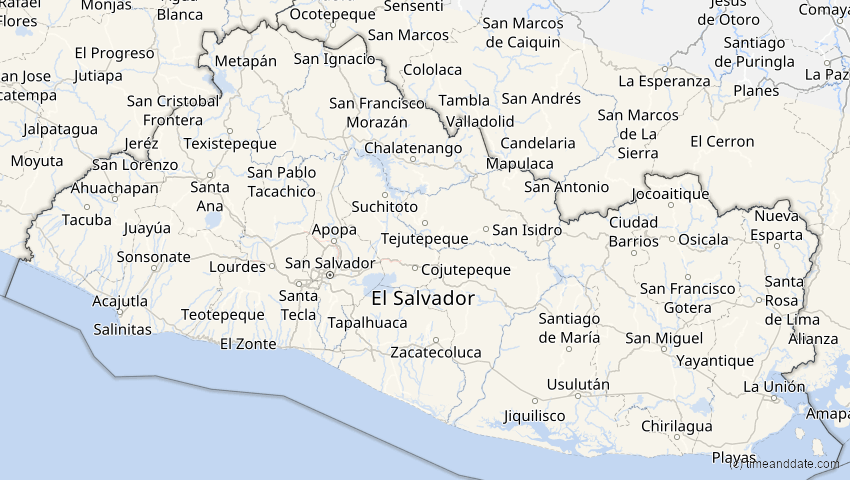 A map of El Salvador, showing the path of the 14. Okt 2088 Ringförmige Sonnenfinsternis