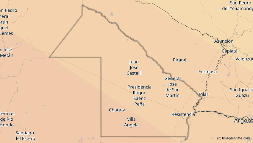 A map of Chaco, Argentinien, showing the path of the 14. Okt 2088 Ringförmige Sonnenfinsternis