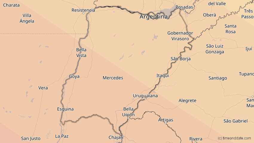 A map of Corrientes, Argentinien, showing the path of the 14. Okt 2088 Ringförmige Sonnenfinsternis