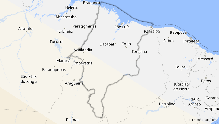 A map of Maranhão, Brasilien, showing the path of the 14. Okt 2088 Ringförmige Sonnenfinsternis