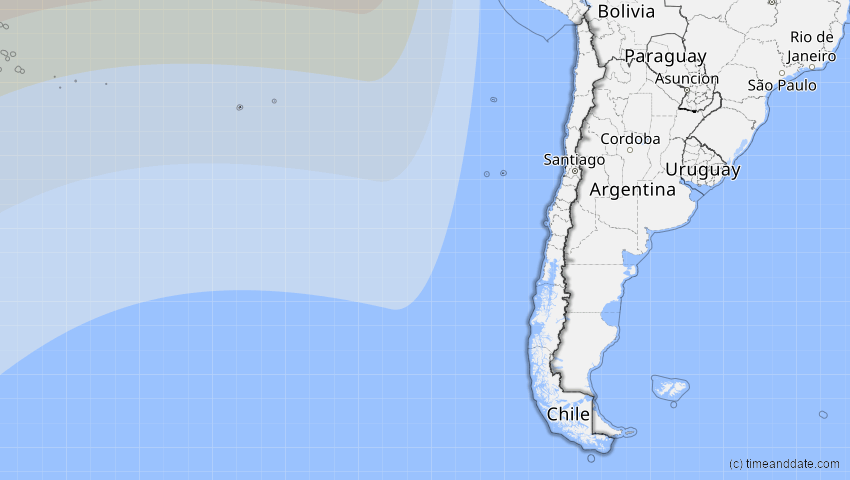 A map of Chile, showing the path of the 10. Apr 2089 Ringförmige Sonnenfinsternis