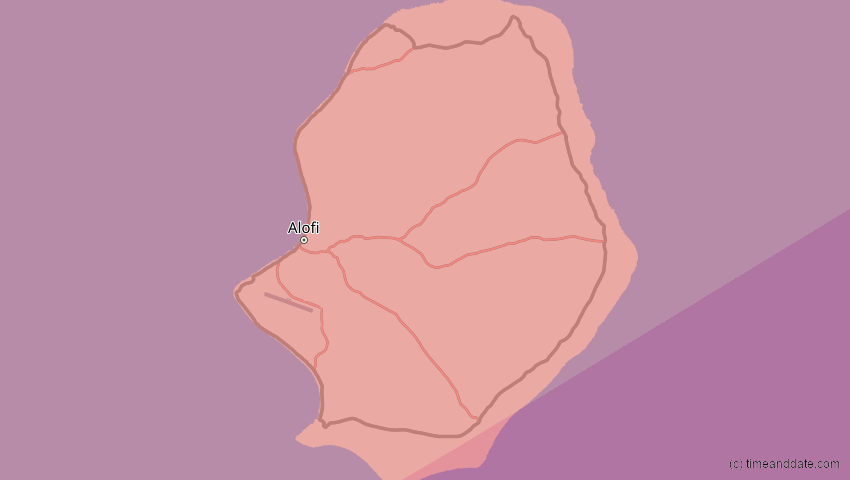 A map of Niue, showing the path of the 10. Apr 2089 Ringförmige Sonnenfinsternis