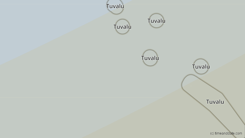 A map of Tuvalu, showing the path of the 11. Apr 2089 Ringförmige Sonnenfinsternis