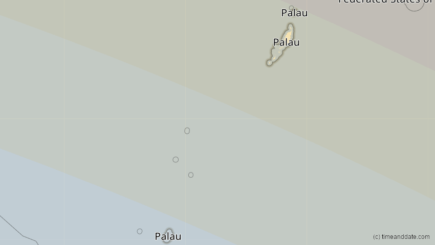 A map of Palau, showing the path of the 4. Okt 2089 Totale Sonnenfinsternis