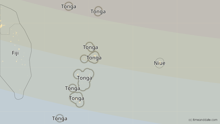 A map of Tonga, showing the path of the 4. Okt 2089 Totale Sonnenfinsternis