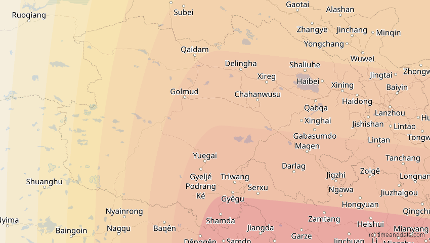 A map of Qinghai, China, showing the path of the 4. Okt 2089 Totale Sonnenfinsternis