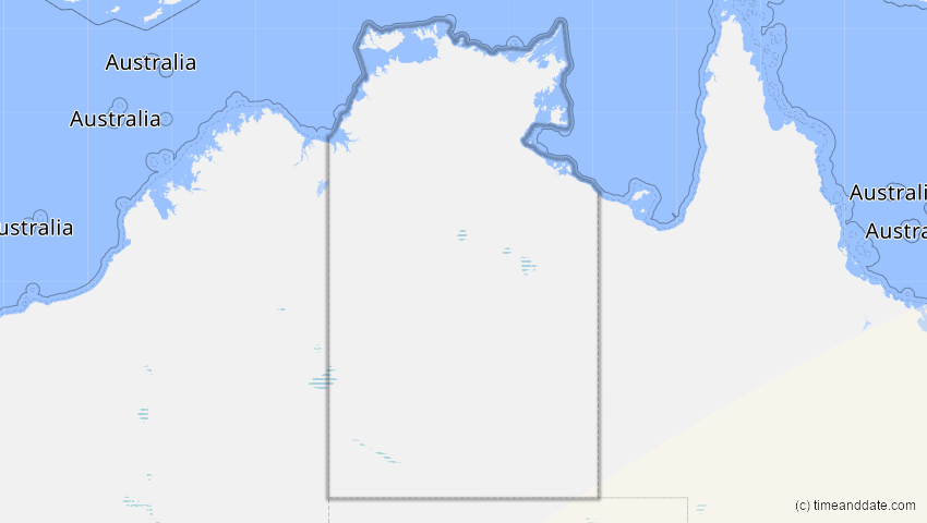 A map of Northern Territory, Australien, showing the path of the 31. Mär 2090 Partielle Sonnenfinsternis