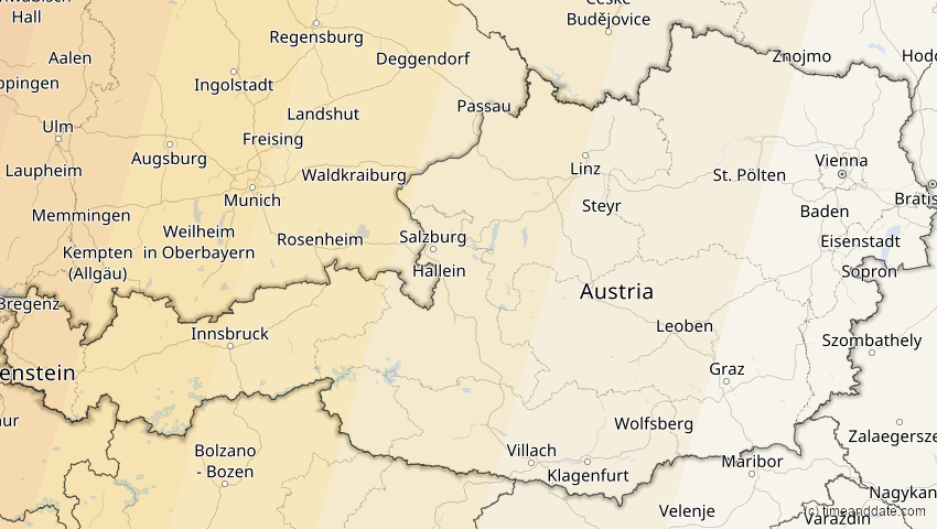 A map of Österreich, showing the path of the 23. Sep 2090 Totale Sonnenfinsternis