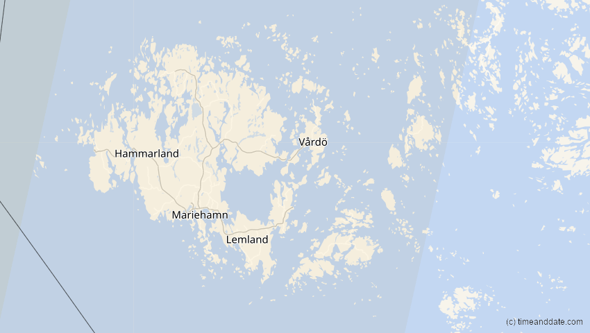 A map of Åland, showing the path of the 23. Sep 2090 Totale Sonnenfinsternis