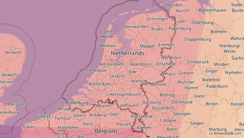 A map of Niederlande, showing the path of the 23. Sep 2090 Totale Sonnenfinsternis