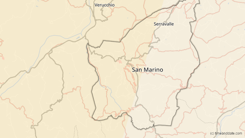 A map of San Marino, showing the path of the 23. Sep 2090 Totale Sonnenfinsternis