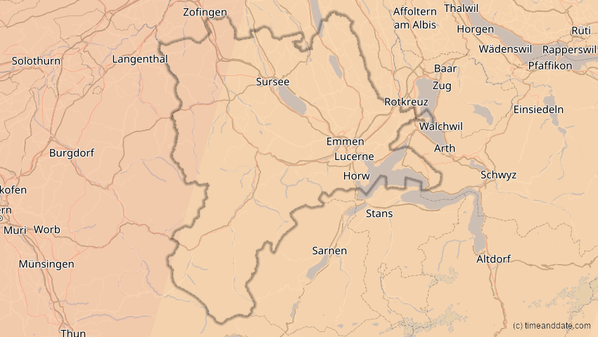 A map of Luzern, Schweiz, showing the path of the 23. Sep 2090 Totale Sonnenfinsternis