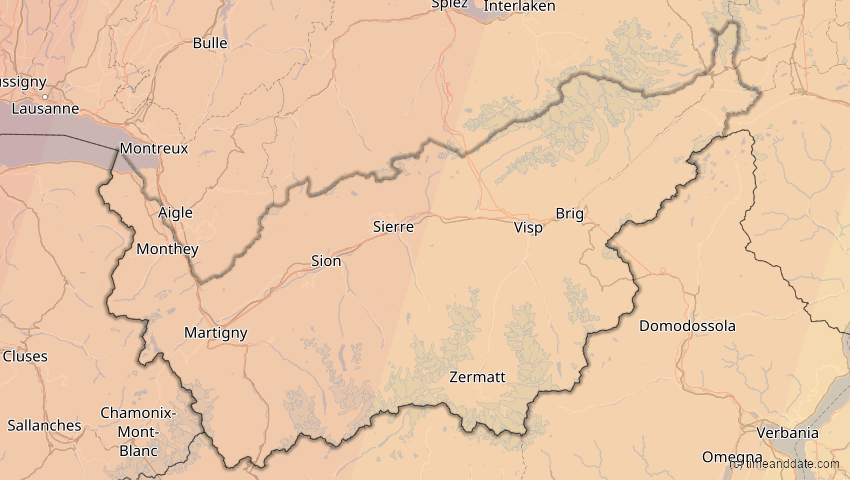 A map of Wallis, Schweiz, showing the path of the 23. Sep 2090 Totale Sonnenfinsternis