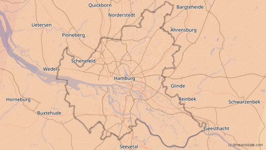 A map of Hamburg, Deutschland, showing the path of the 23. Sep 2090 Totale Sonnenfinsternis