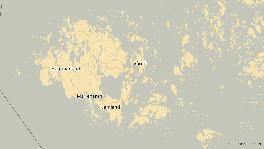 A map of Åland, showing the path of the 18. Feb 2091 Partielle Sonnenfinsternis