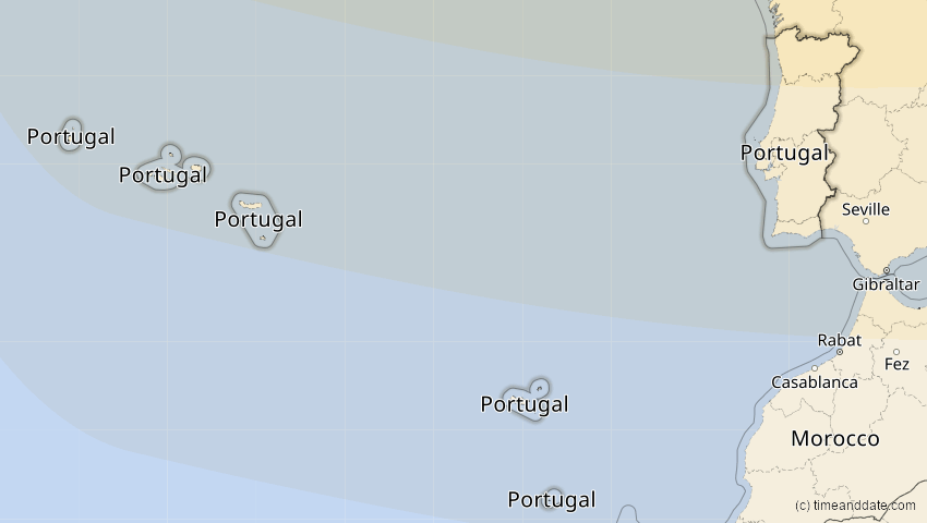 A map of Portugal, showing the path of the 18. Feb 2091 Partielle Sonnenfinsternis