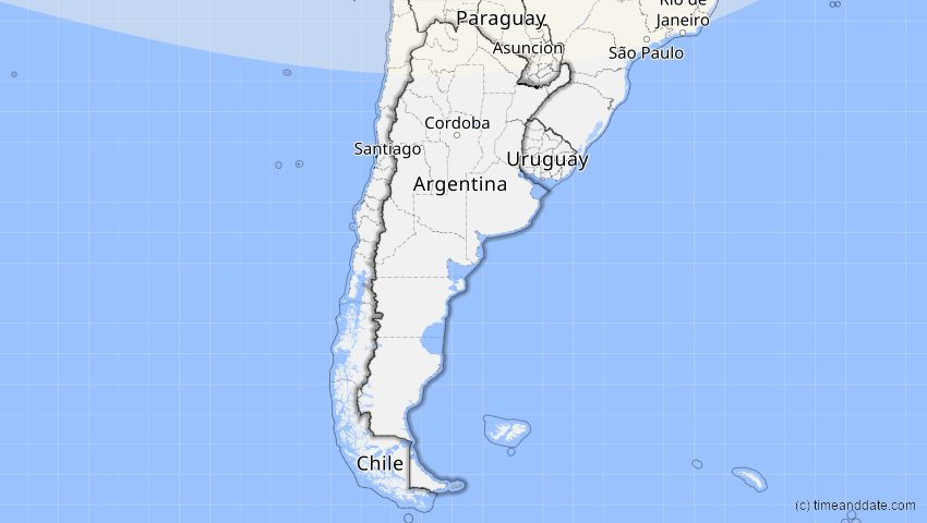 A map of Argentinien, showing the path of the 7. Feb 2092 Ringförmige Sonnenfinsternis