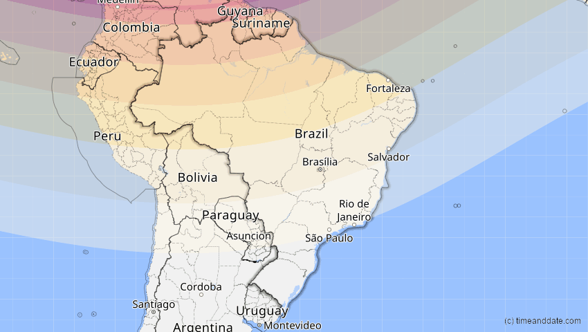 A map of Brasilien, showing the path of the 7. Feb 2092 Ringförmige Sonnenfinsternis