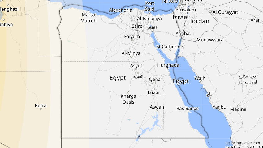 A map of Ägypten, showing the path of the 7. Feb 2092 Ringförmige Sonnenfinsternis