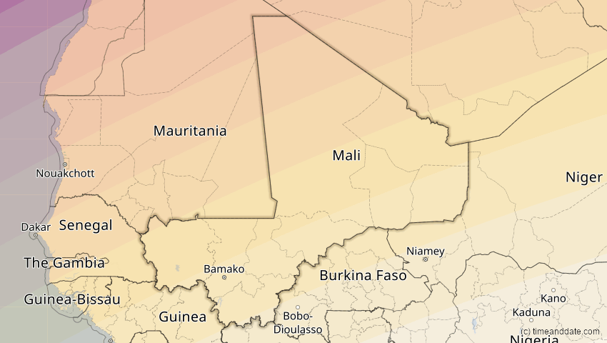 A map of Mali, showing the path of the 7. Feb 2092 Ringförmige Sonnenfinsternis
