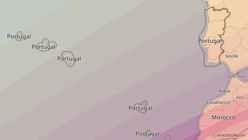 A map of Portugal, showing the path of the 7. Feb 2092 Ringförmige Sonnenfinsternis