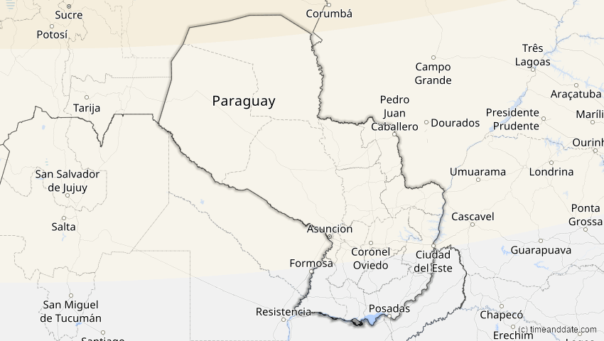 A map of Paraguay, showing the path of the 7. Feb 2092 Ringförmige Sonnenfinsternis