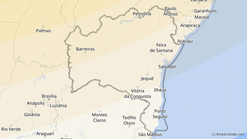 A map of Bahia, Brasilien, showing the path of the 7. Feb 2092 Ringförmige Sonnenfinsternis