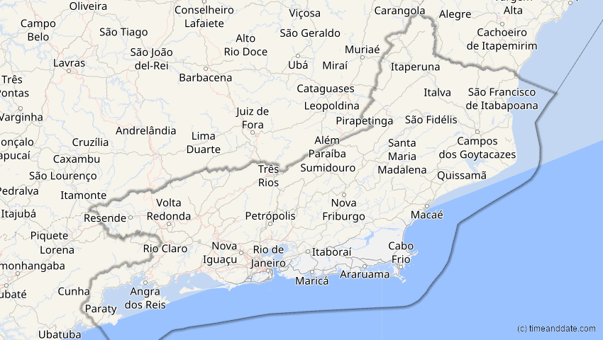 A map of Rio de Janeiro, Brasilien, showing the path of the 7. Feb 2092 Ringförmige Sonnenfinsternis