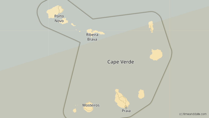 A map of Cabo Verde, showing the path of the 3. Aug 2092 Ringförmige Sonnenfinsternis