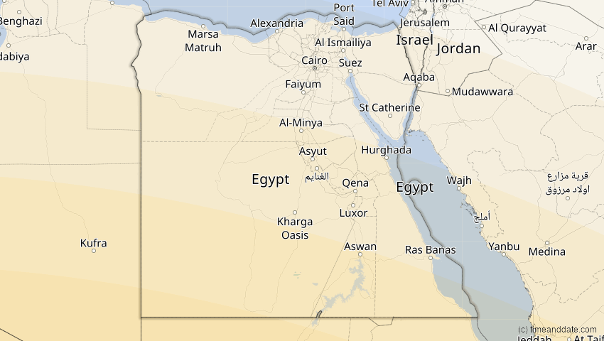 A map of Ägypten, showing the path of the 3. Aug 2092 Ringförmige Sonnenfinsternis
