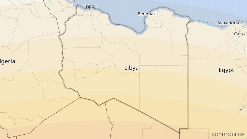 A map of Libyen, showing the path of the 3. Aug 2092 Ringförmige Sonnenfinsternis