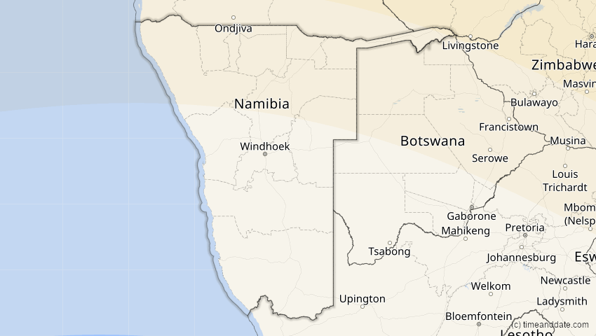 A map of Namibia, showing the path of the 3. Aug 2092 Ringförmige Sonnenfinsternis