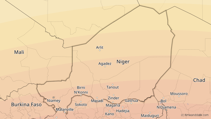 A map of Niger, showing the path of the 3. Aug 2092 Ringförmige Sonnenfinsternis