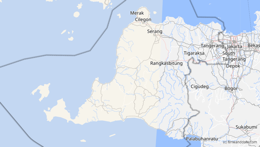 A map of Banten, Indonesien, showing the path of the 3. Aug 2092 Ringförmige Sonnenfinsternis