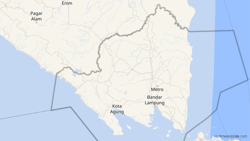 A map of Lampung, Indonesien, showing the path of the 3. Aug 2092 Ringförmige Sonnenfinsternis