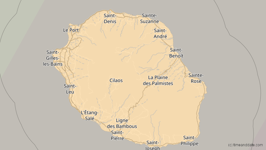 A map of Réunion, showing the path of the 27. Jan 2093 Totale Sonnenfinsternis