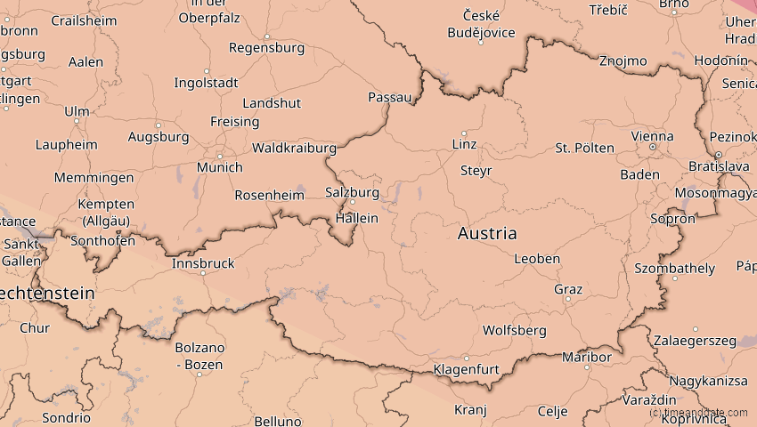 A map of Österreich, showing the path of the 23. Jul 2093 Ringförmige Sonnenfinsternis